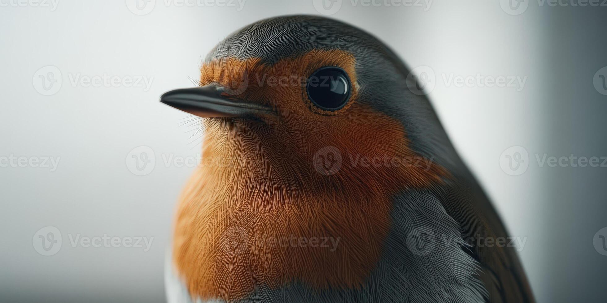 Close-up of a robin highlighting its vibrant features photo