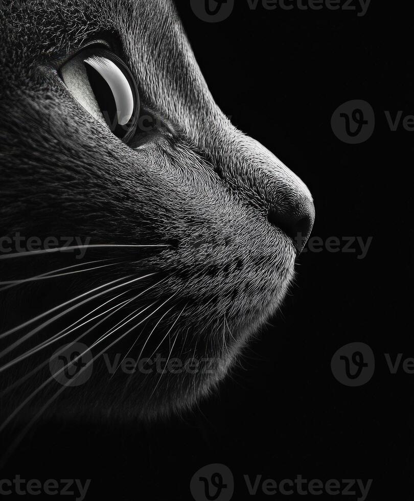 Close-up of a cat's face highlighting its features photo