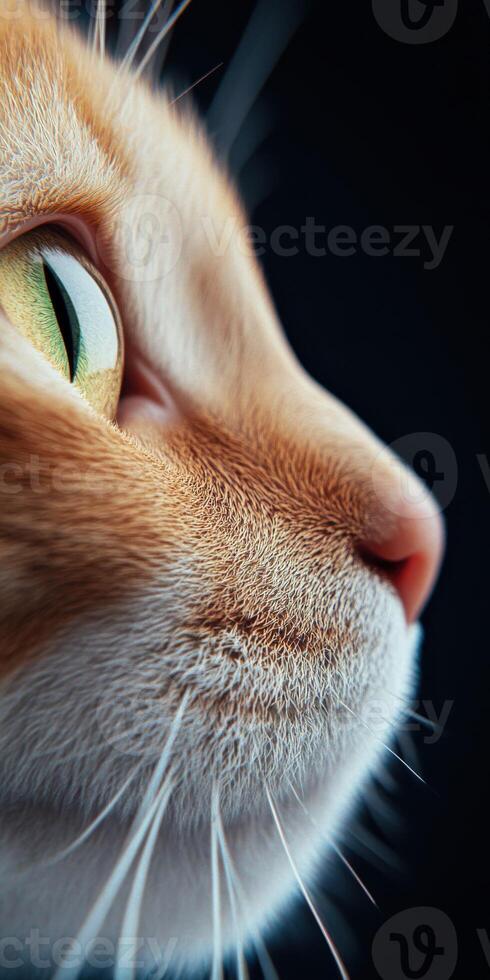 Cat close-up showcasing green eyes and detailed fur texture photo