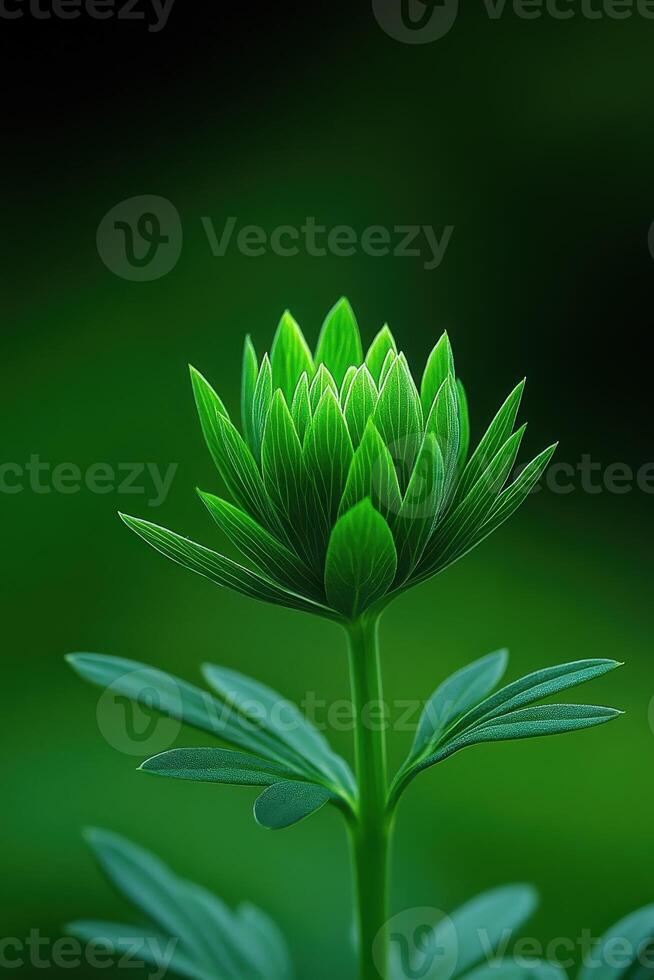 Green plant sprouting in a lush environment during spring photo