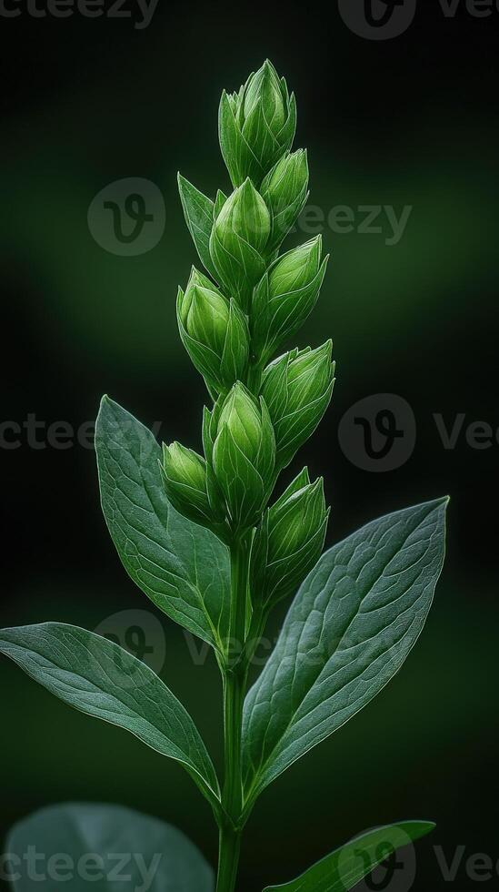 New plant growth reaching towards sunlight in early spring photo