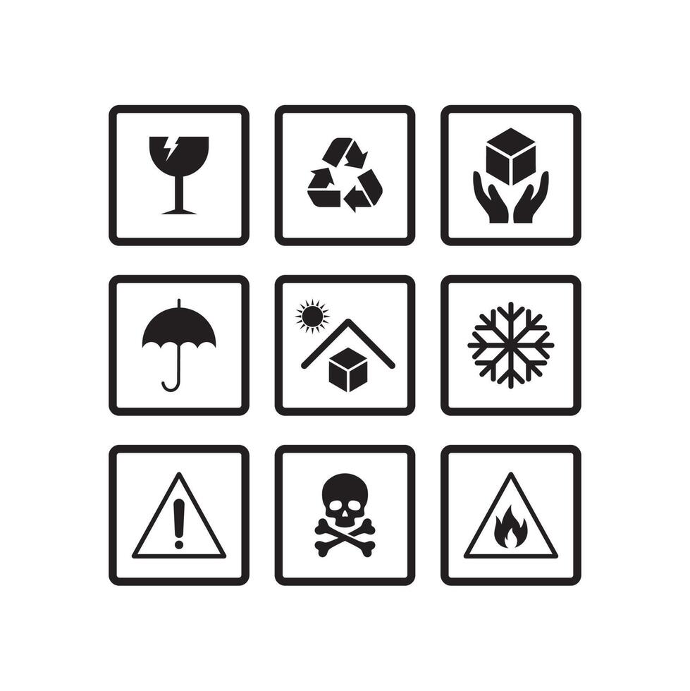 a set of package icon , a set of fragile icon vector