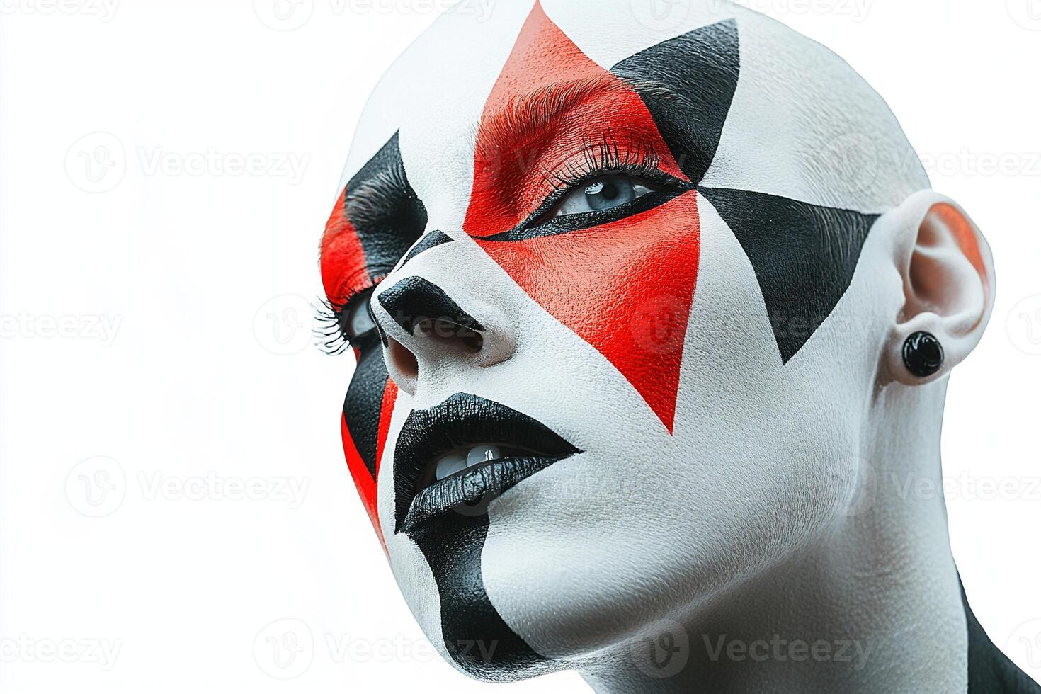 Makeup Portrait Featuring Artistic Geometric Face Painting photo