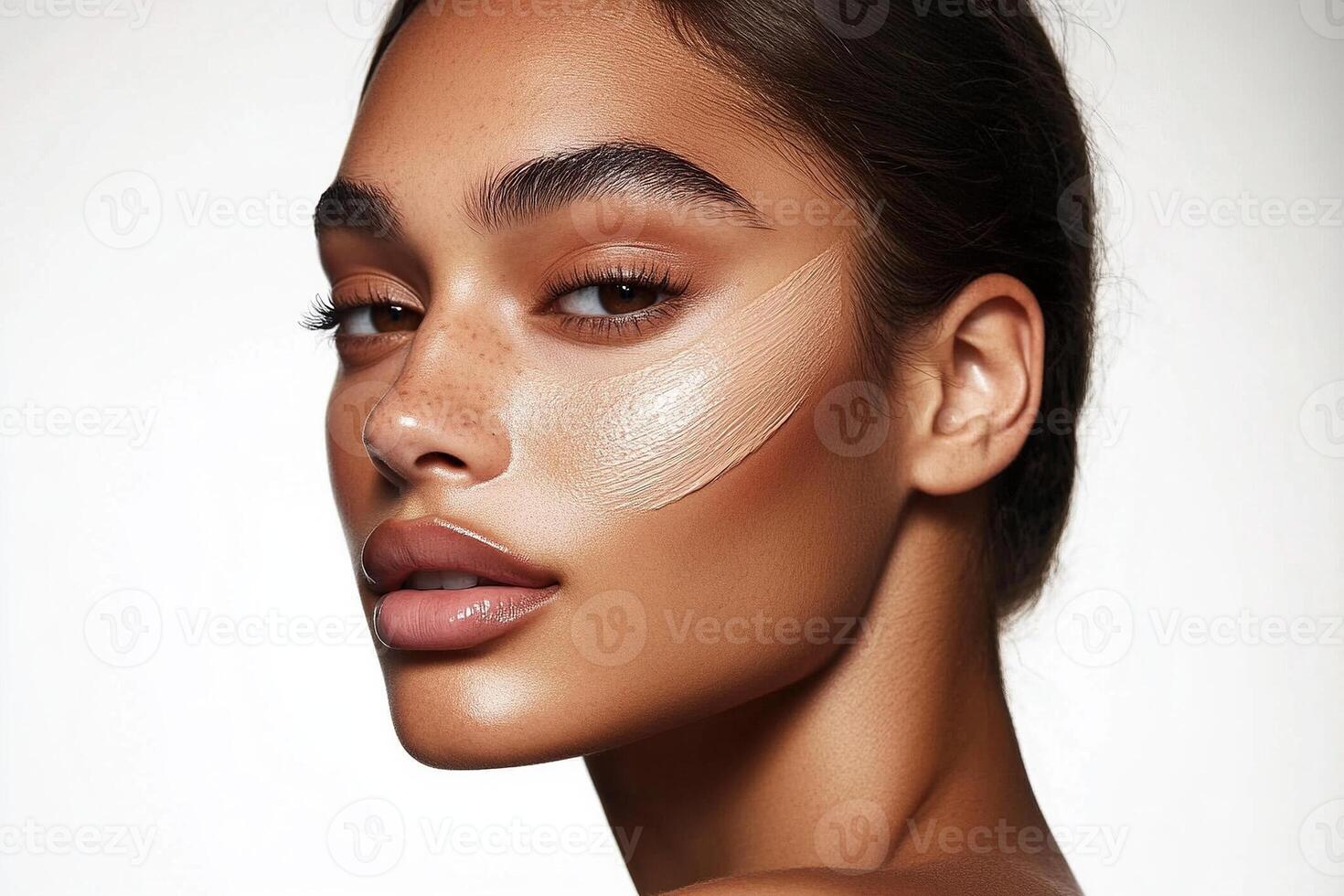 Glowing Complexion with Foundation Swatches and Natural Freckles photo