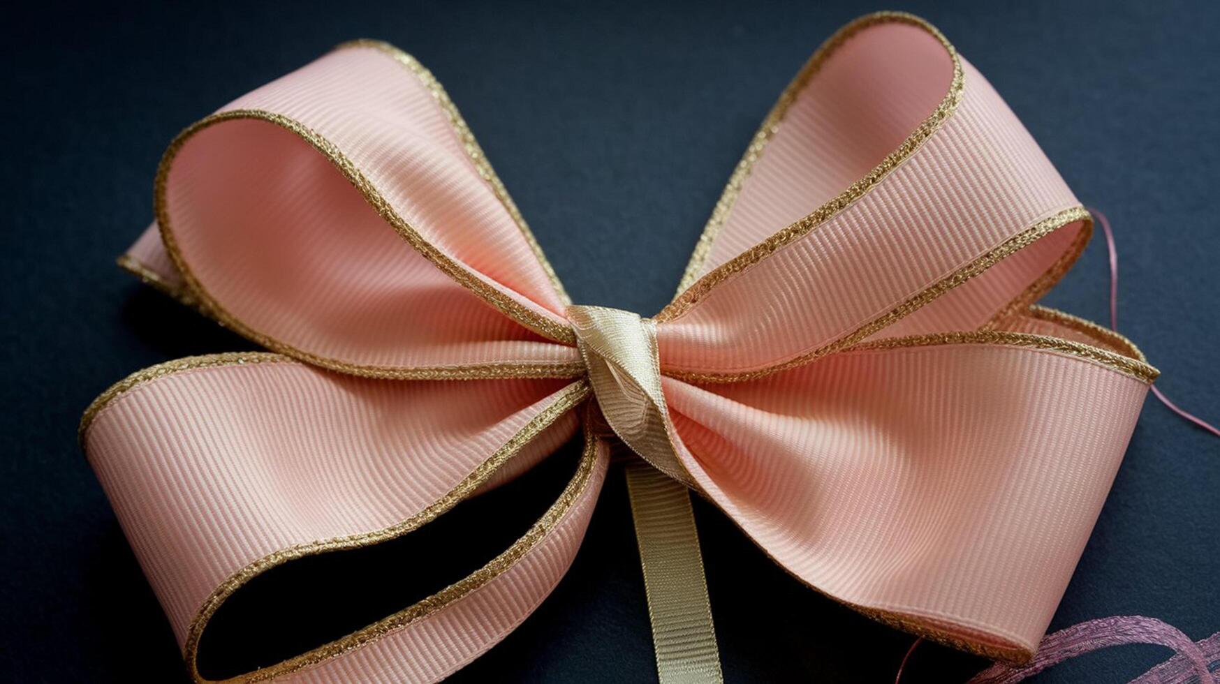 A Decorative Ribbon Bow With Gold Trim, photo