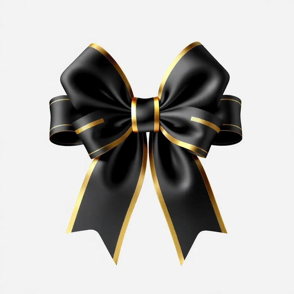 A Decorative Ribbon Bow With Gold Trim. photo