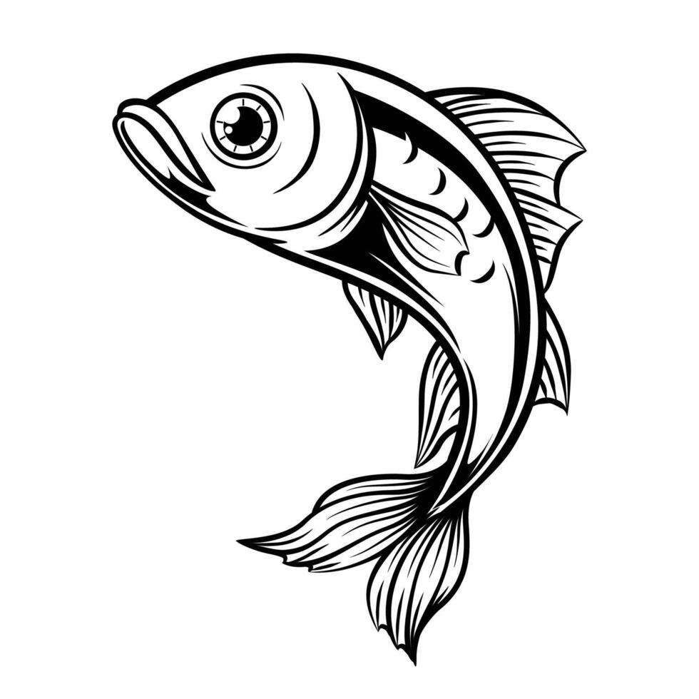 illustration of a small fish jumping vector