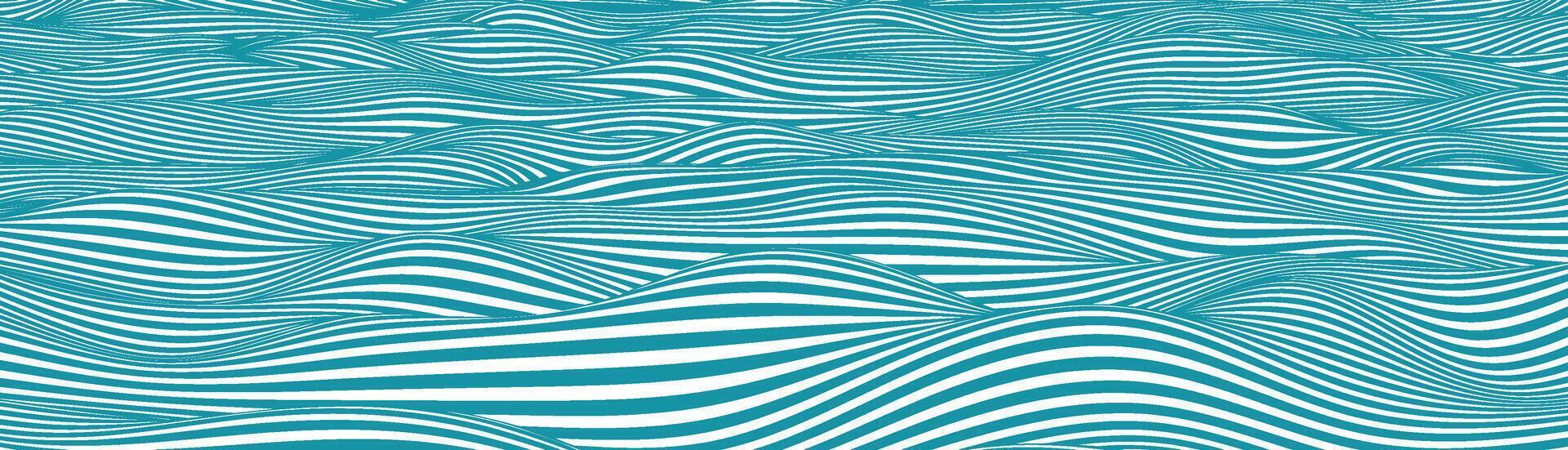 Abstract wave pattern background. Flowing blue and white stripes. Graphic line art with stylized water flow. vector