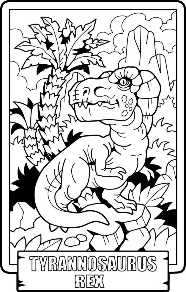 coloring page prehistoric dinosaur tyrannosaurus vector