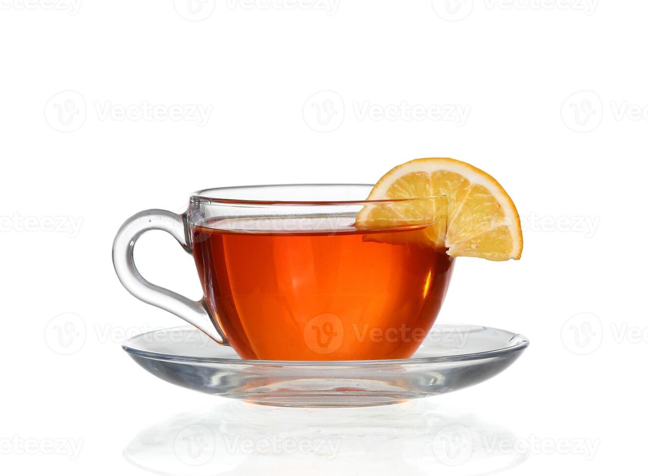 lemon tea with a splash on a white background photo