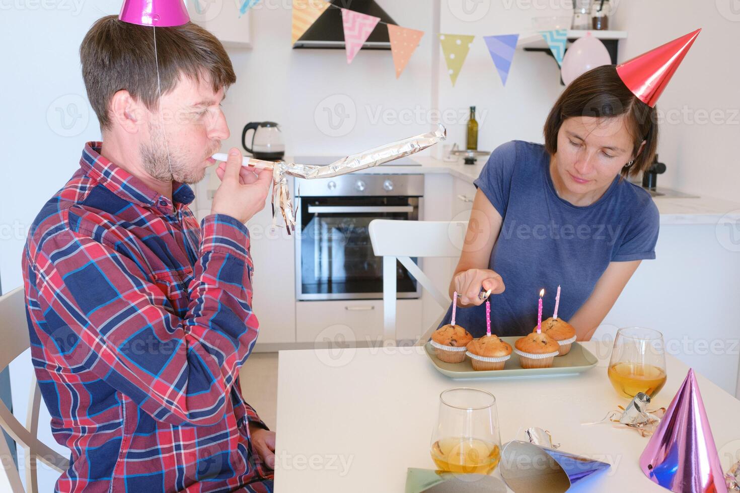 Happy Birthday at Home concept. photo