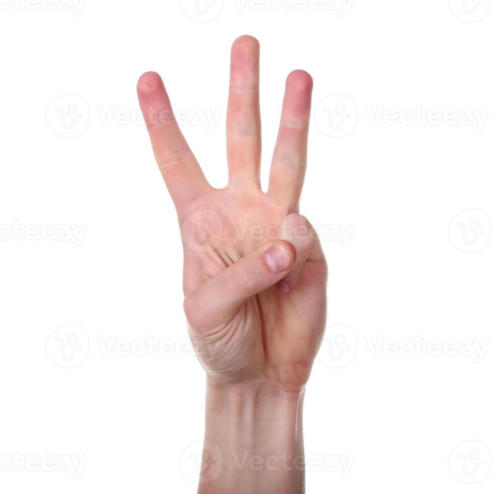 hand gesture isolated on white background photo