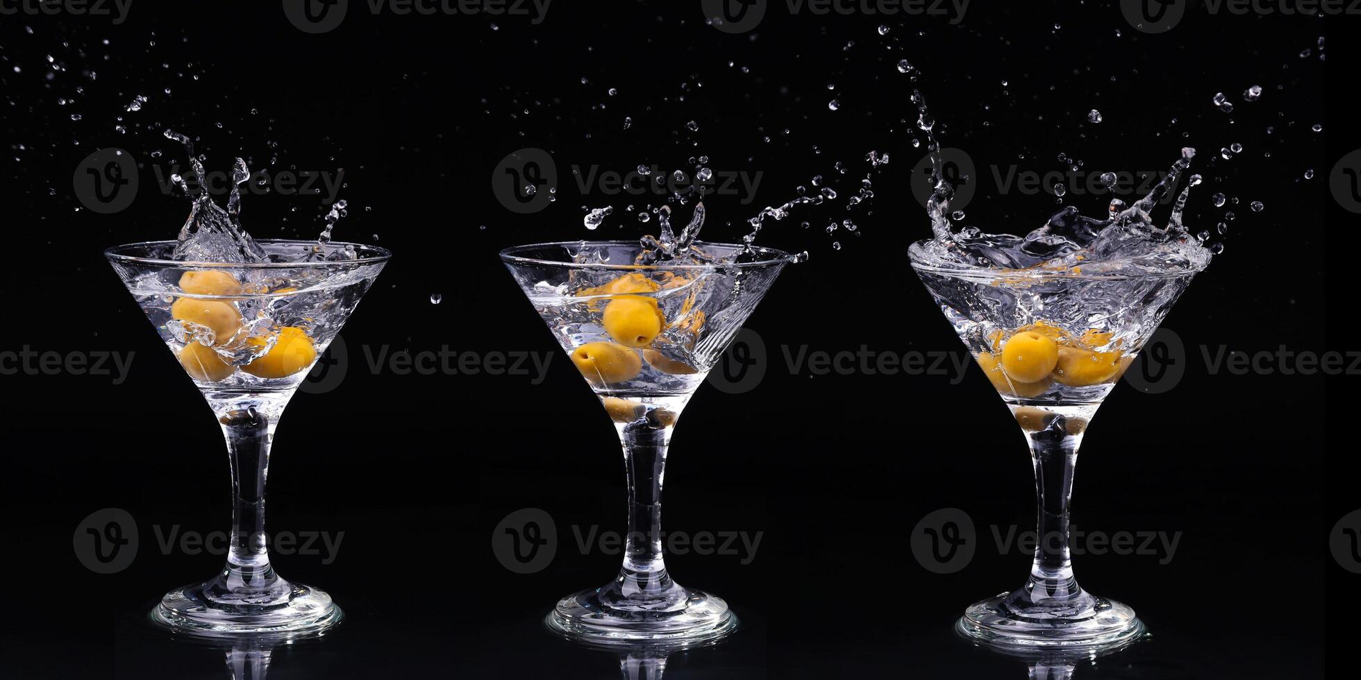 Vermouth cocktail inside martini glass over dark background photo