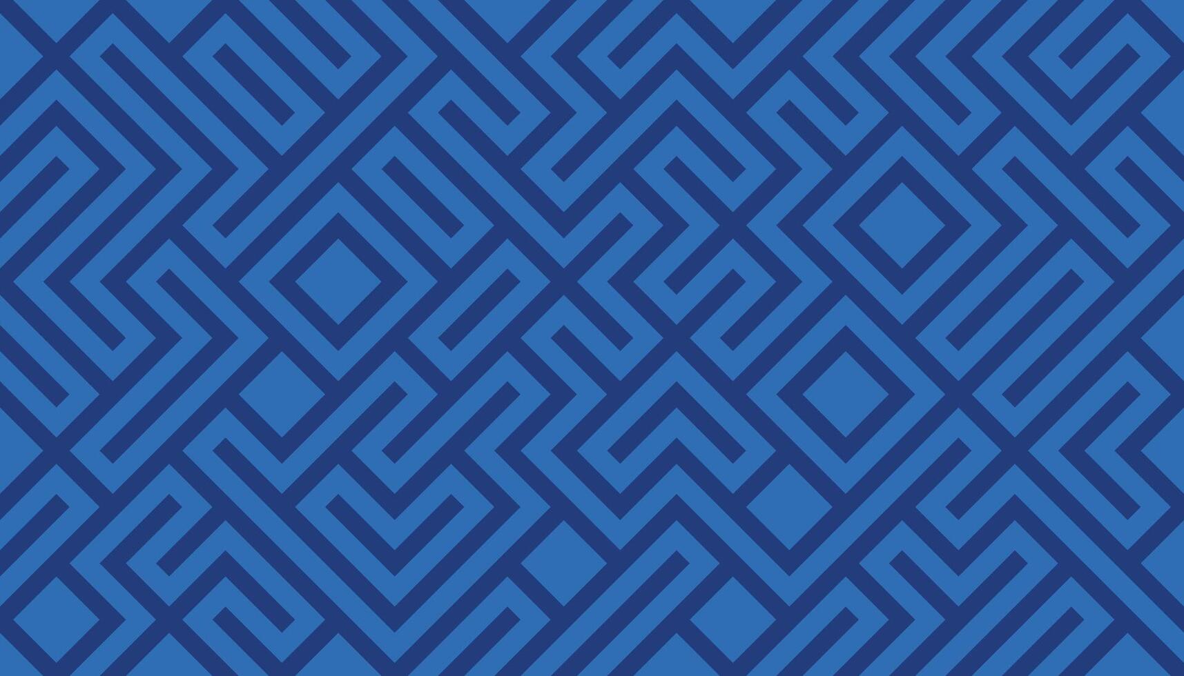Blue and Dark Blue Geometric Maze Pattern with Symmetrical Angular Lines vector