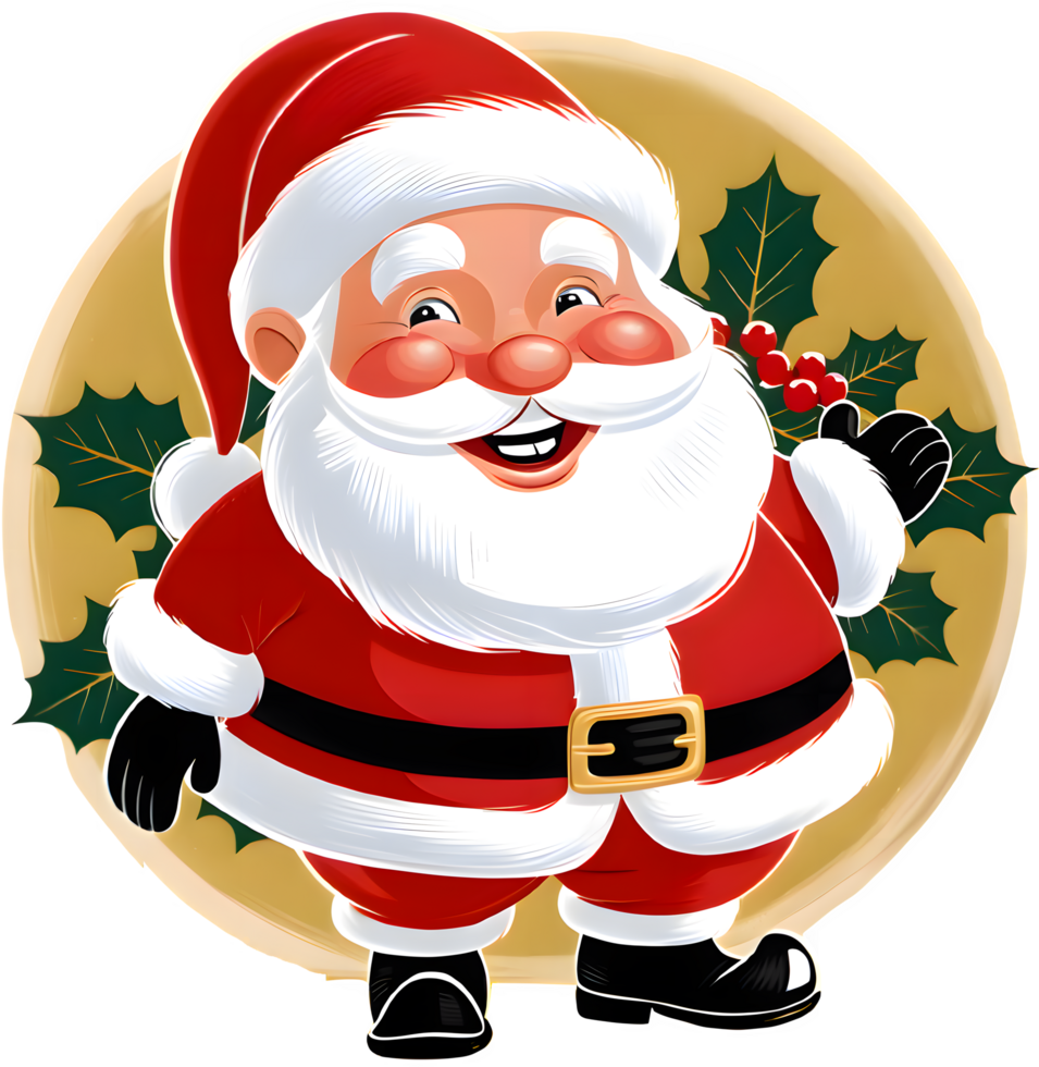 Cute Cartoon Santa Claus With Mistletoe png