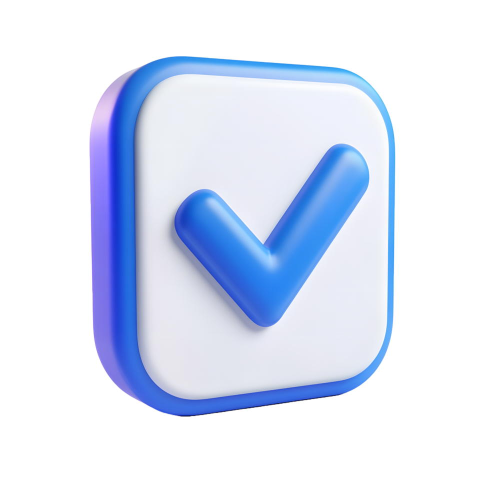 Check mark icon 3d isolated on transparent background png