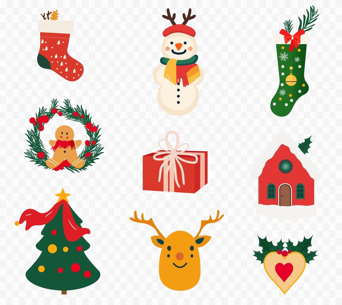 Set of Christmas icons elements design vector