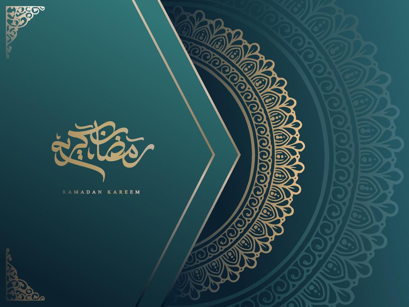 Luxury mandala with royal golden arabesque with arabic east calligraphy ramadan kareem background vector