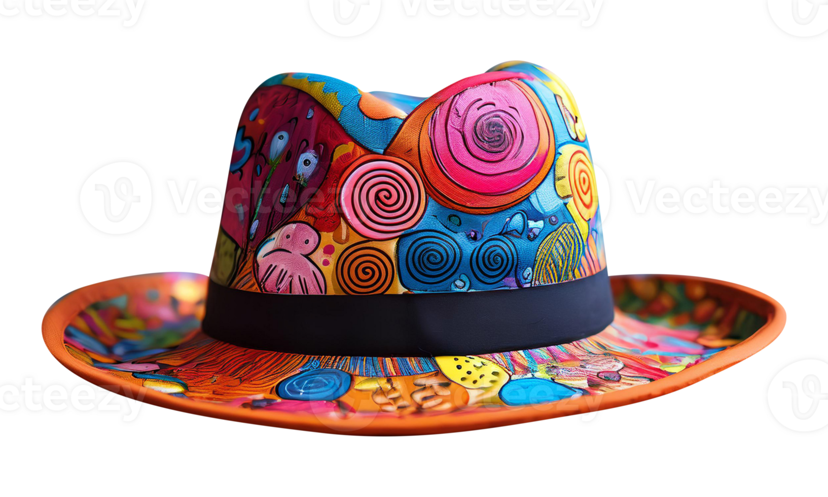 Close-Up Depiction of a Funky and Funny Hand Hat with Creative Doodles png