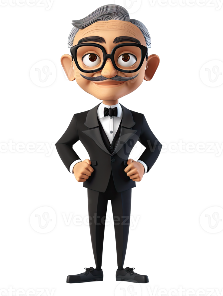 An animated character in a tuxedo png