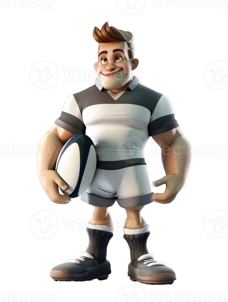 A cartoon rugby player holding a ball png