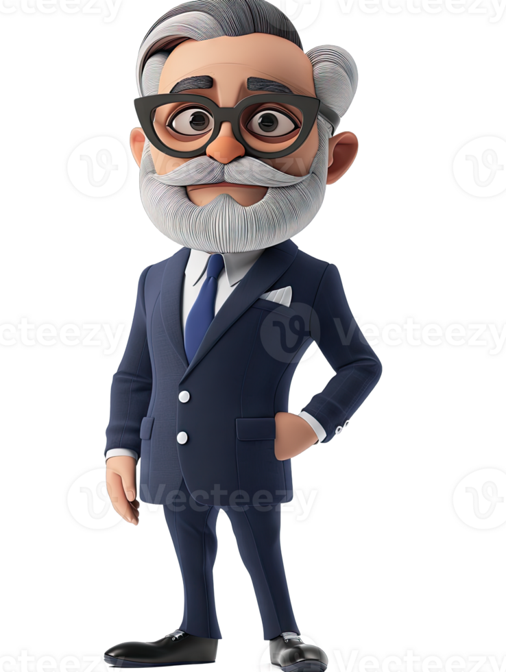 An animated character in a suit and tie png