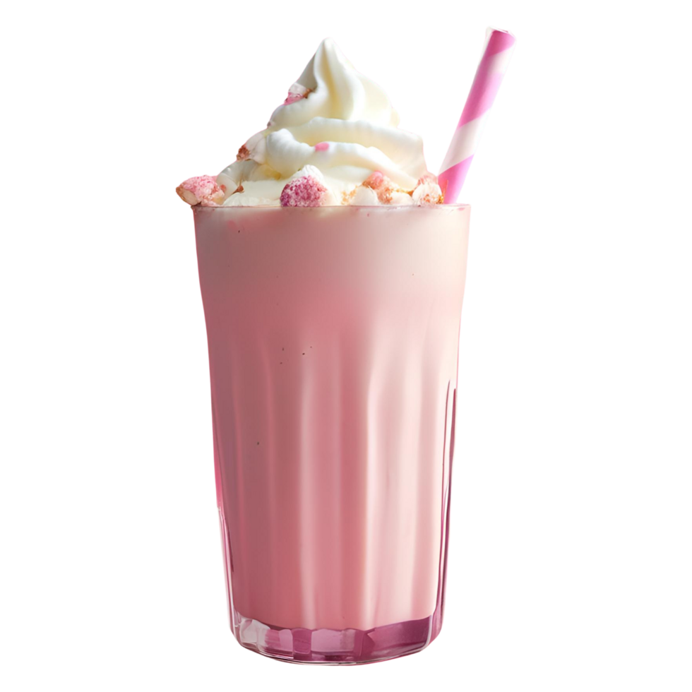 A milkshake with whipped cream and pink sprinkles png
