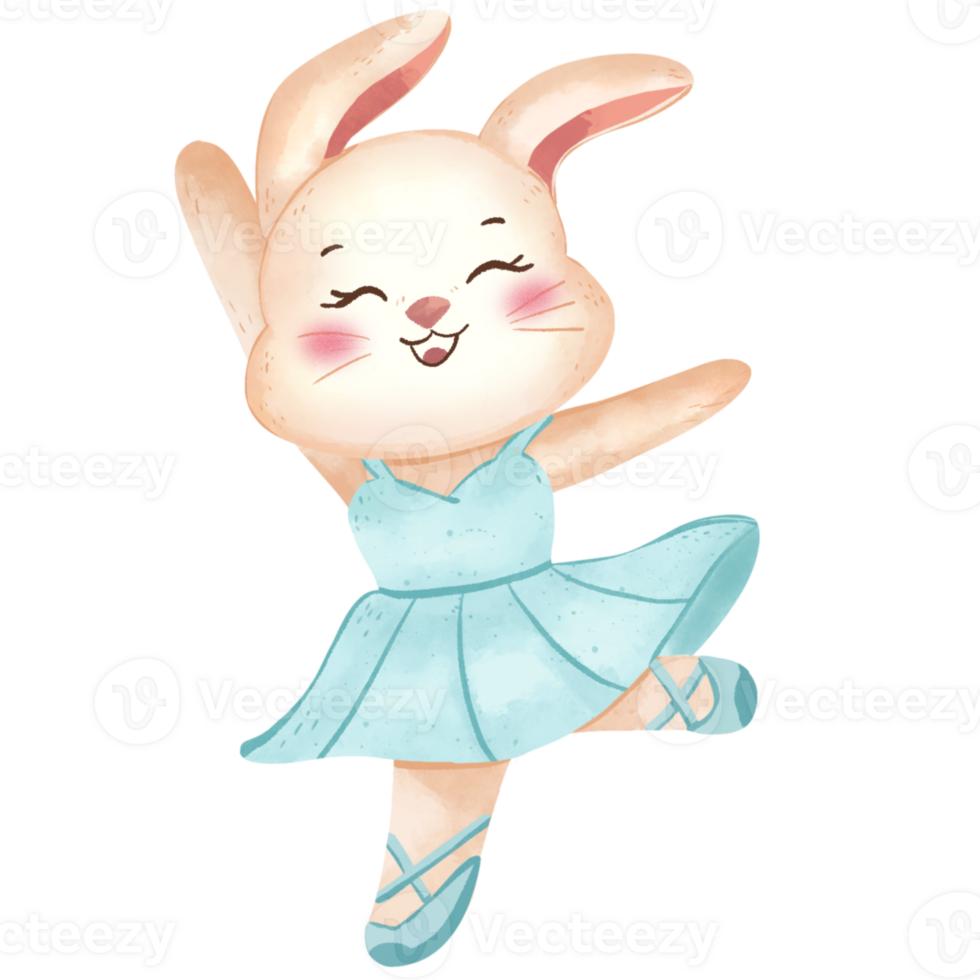 Watercolor ballerina rabbit illustration png