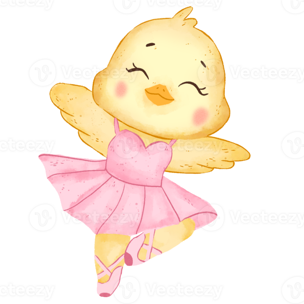 Watercolor ballerina duck illustration png