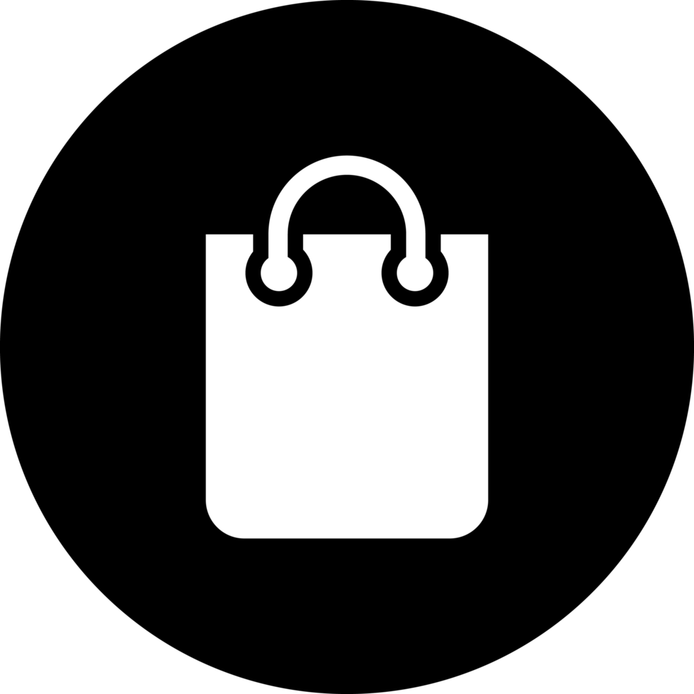 Black Shopping Bag Under Rounded Solid Circle Icon png