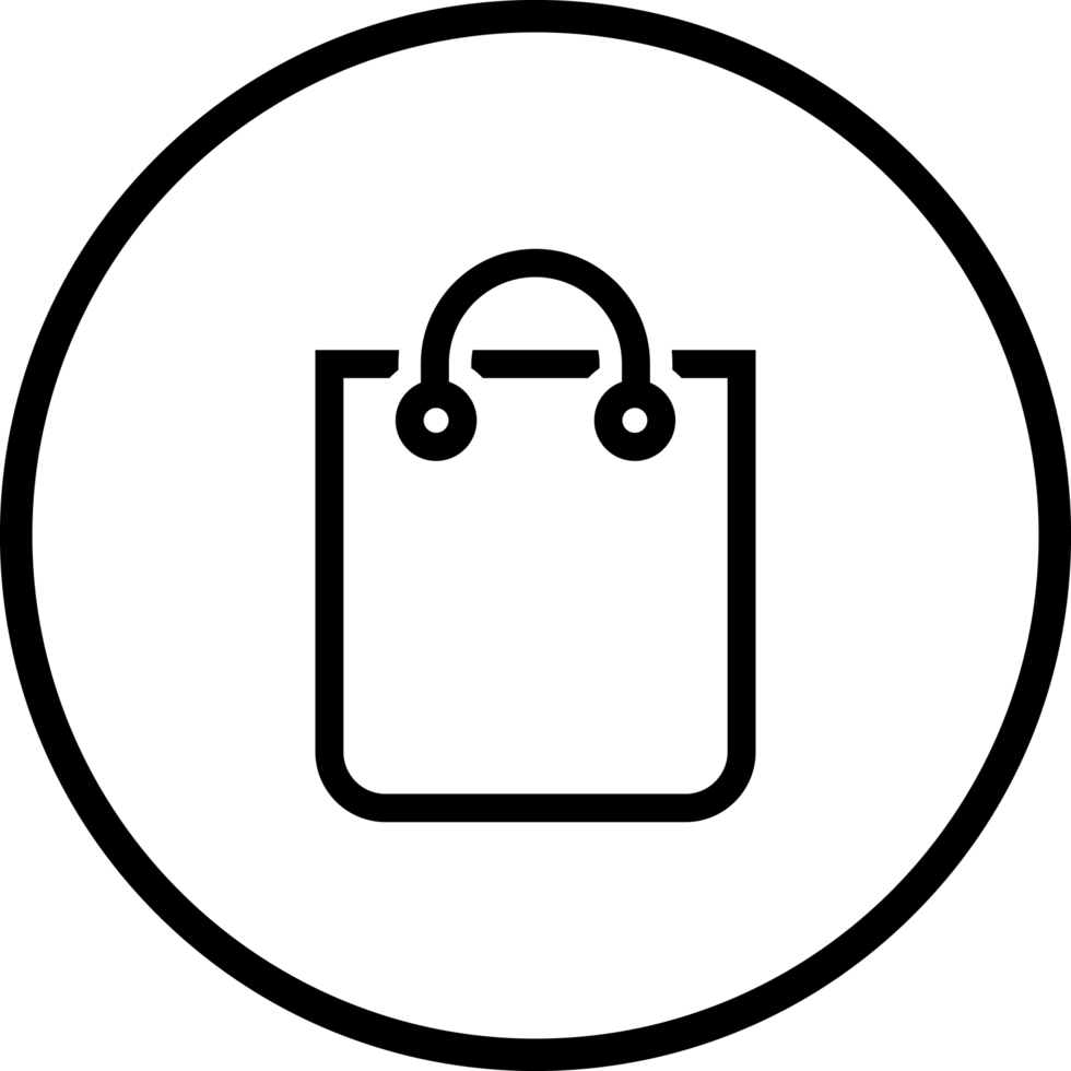 Black Shopping Bag Under Rounded Outline Circle Icon png