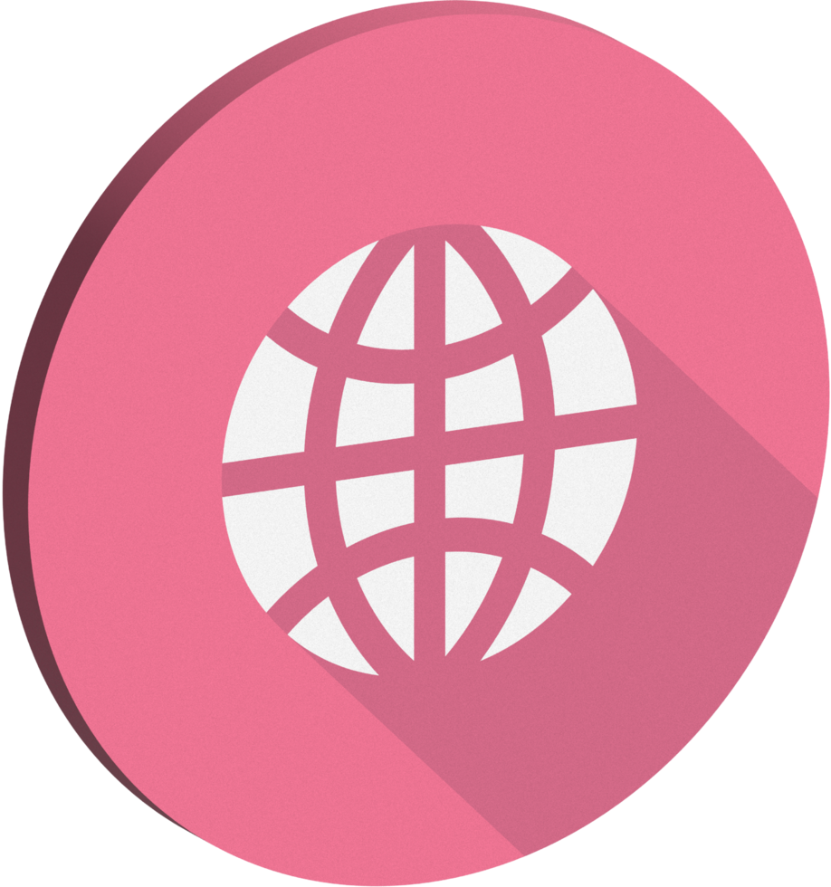 3D Pink Website Circle Icon with Shadow png