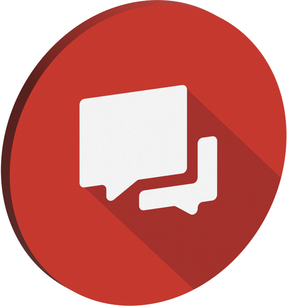 3D Red Rectangle Chat Circle Icon with Shadow png