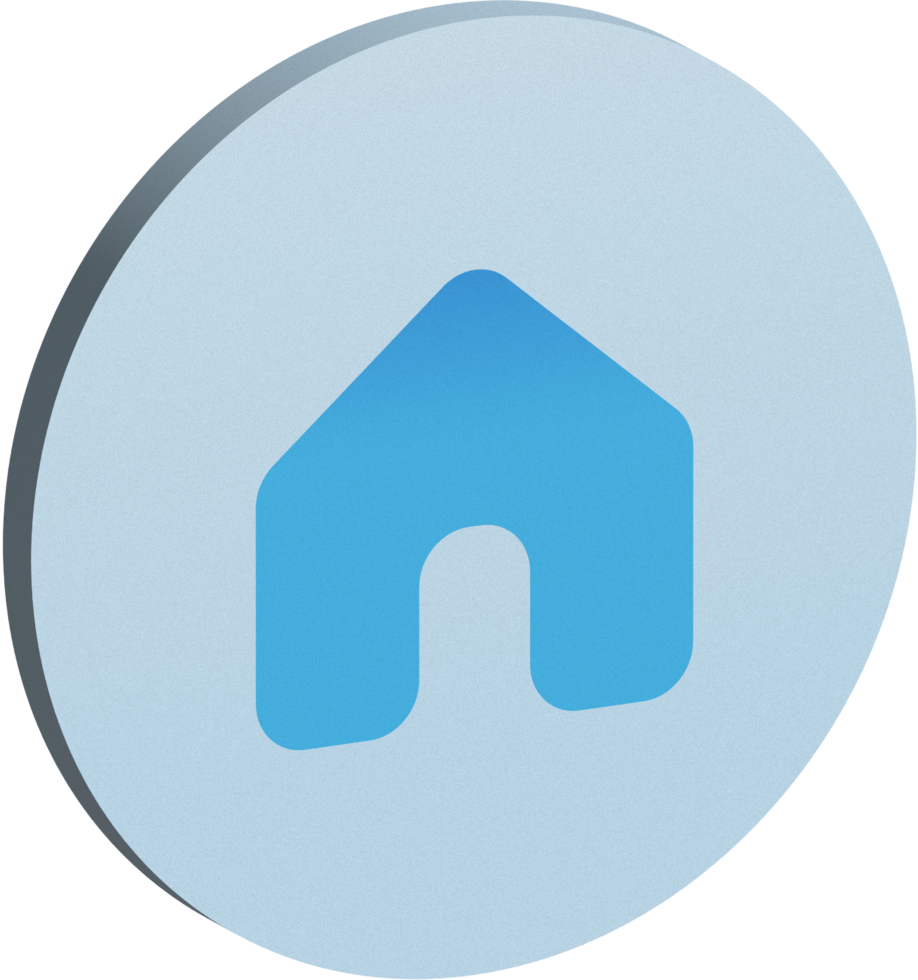 3D Blue Home Circle Icon Set with Gradient Color png