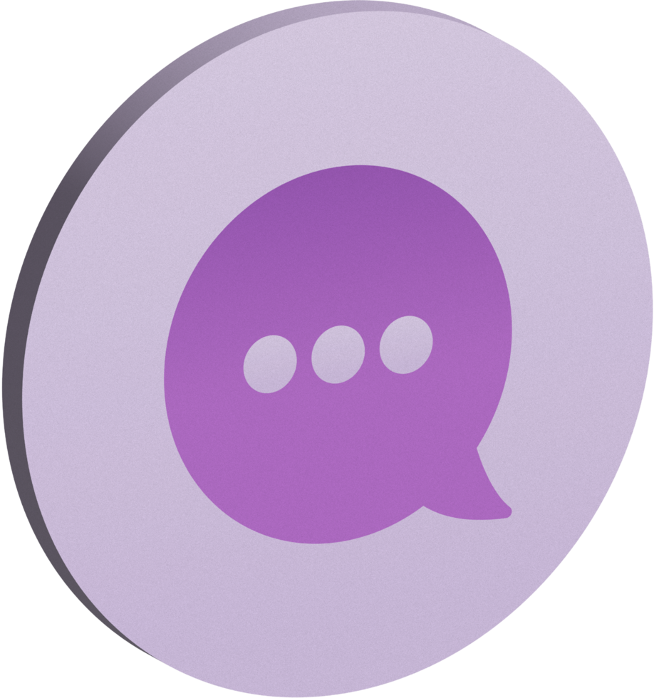 3D Purple Circle Right Chat Circle Icon Set with Gradient Color png