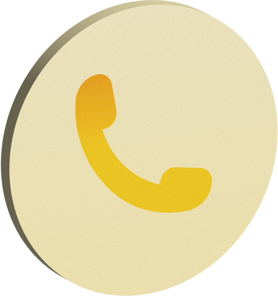 3D Yellow Phone Circle Icon Set with Gradient Color. png