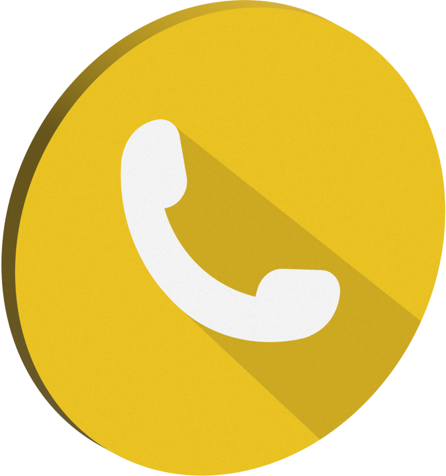 3D Yellow Phone Circle Icon with Shadow png