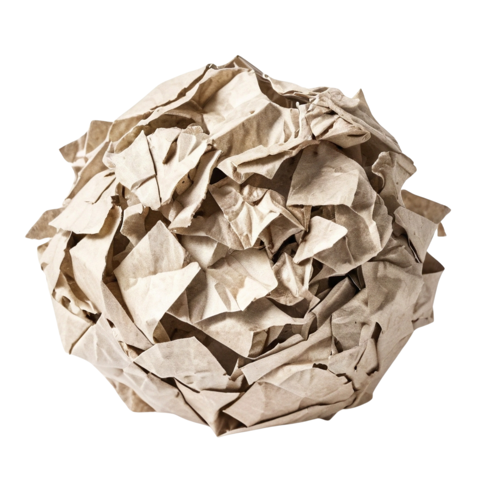 Crumpled paper ball isolated on a transparent background png