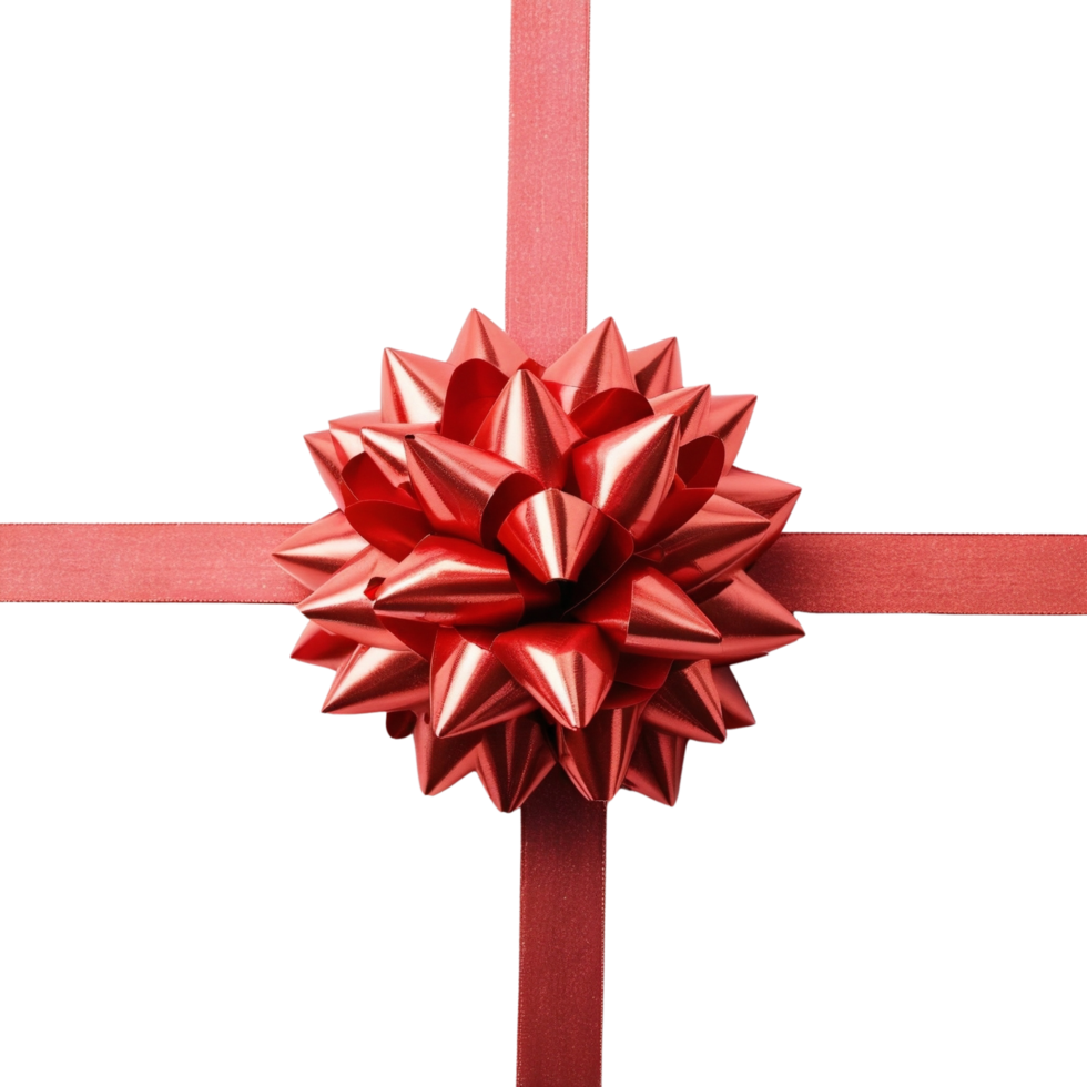 Red decorative gift bow isolated on a transparent background png