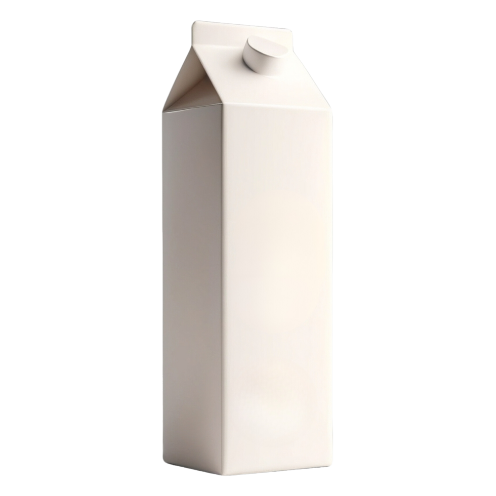 White cardboard milk packaging isolated on a transparent background png