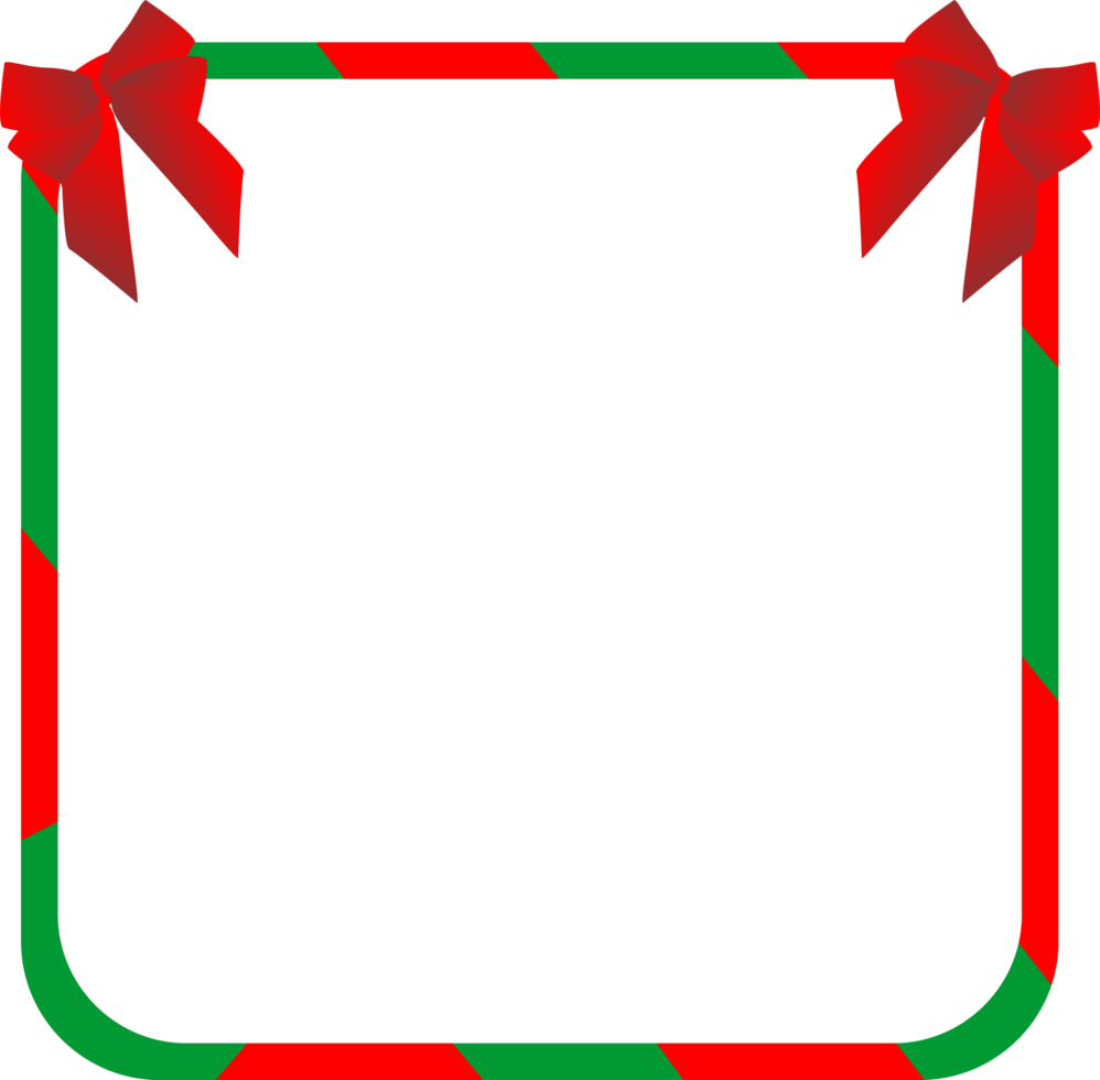 Christmas frame sqare shape and red bow png
