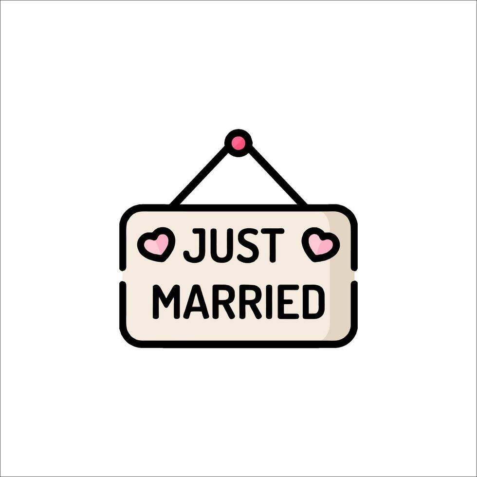 just married sign hanging on a wall vector