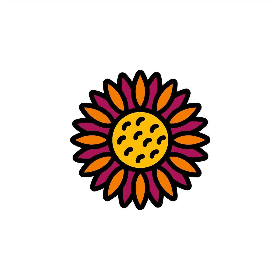 A flower with a yellow center and orange petals vector