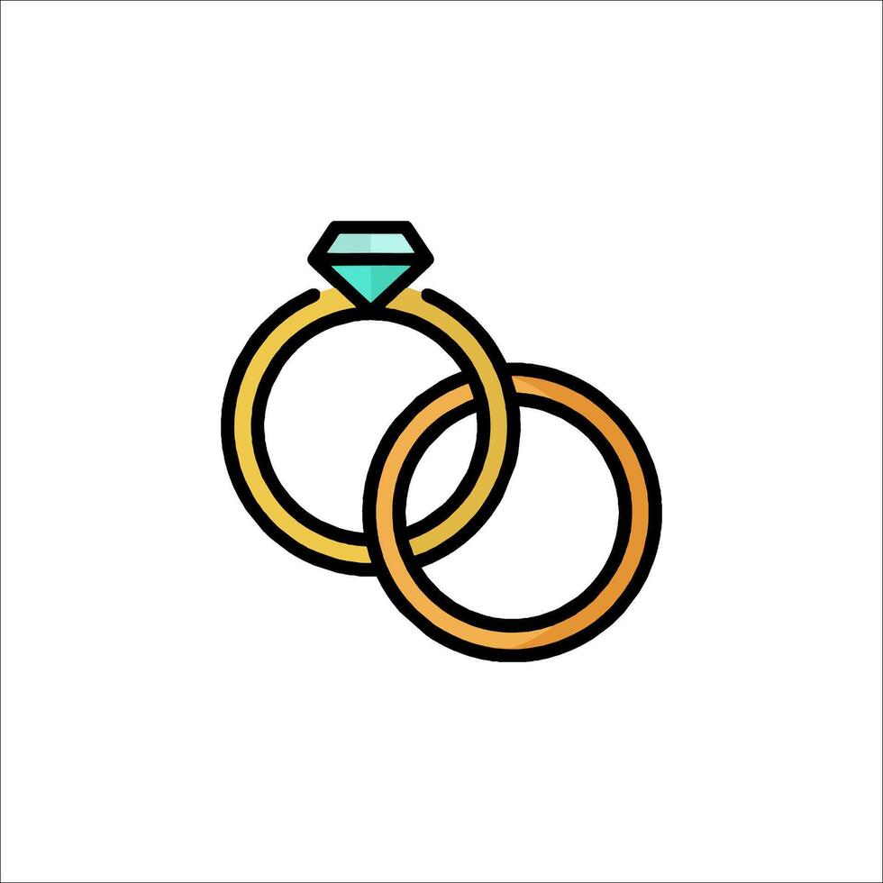 two wedding rings with a diamond on each one vector
