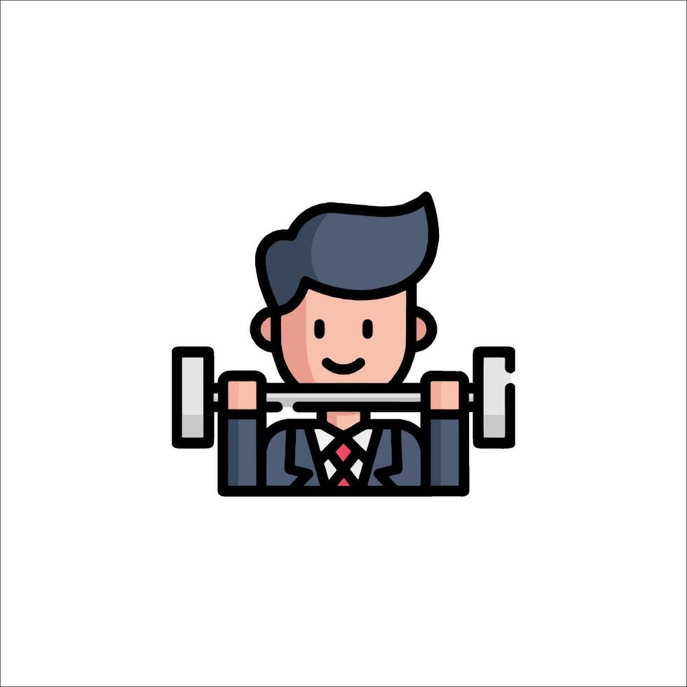 A cartoon man in a suit holding a barbell vector