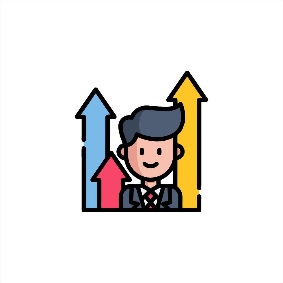 Businessman with arrows icon vector