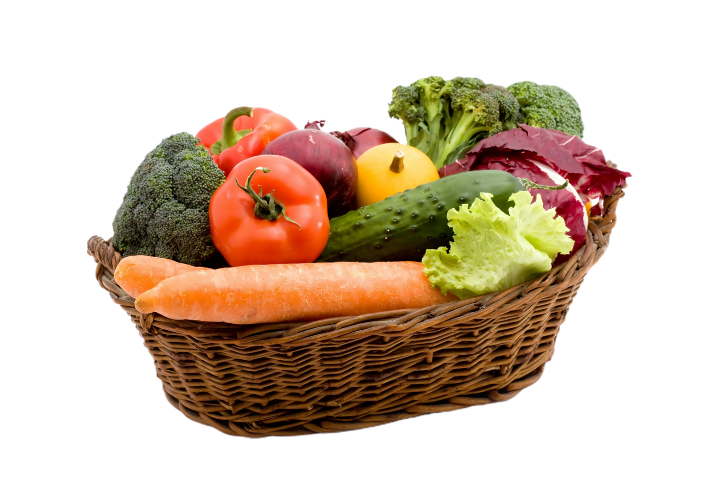 A wicker basket filled with vegetables png