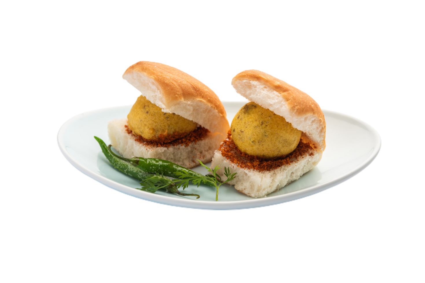 vada pav with Coriander and green chilly transparent background png