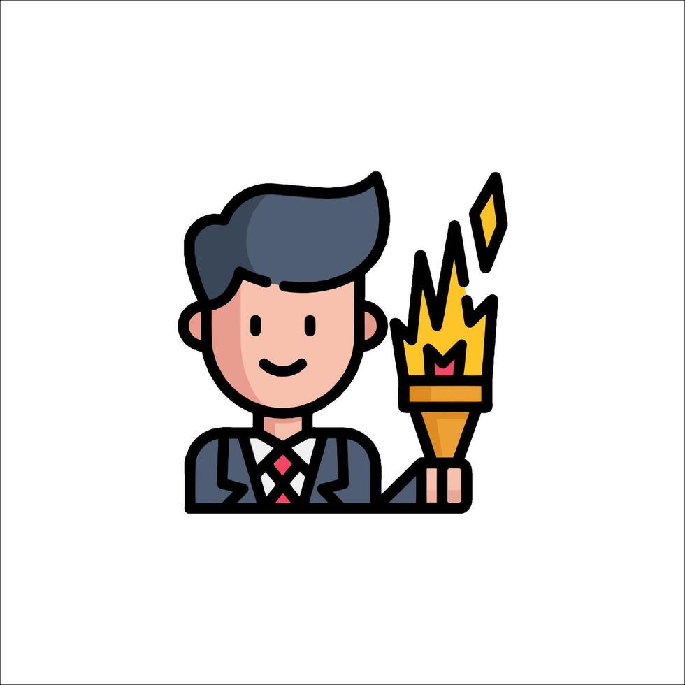 Businessman holding torch icon vector