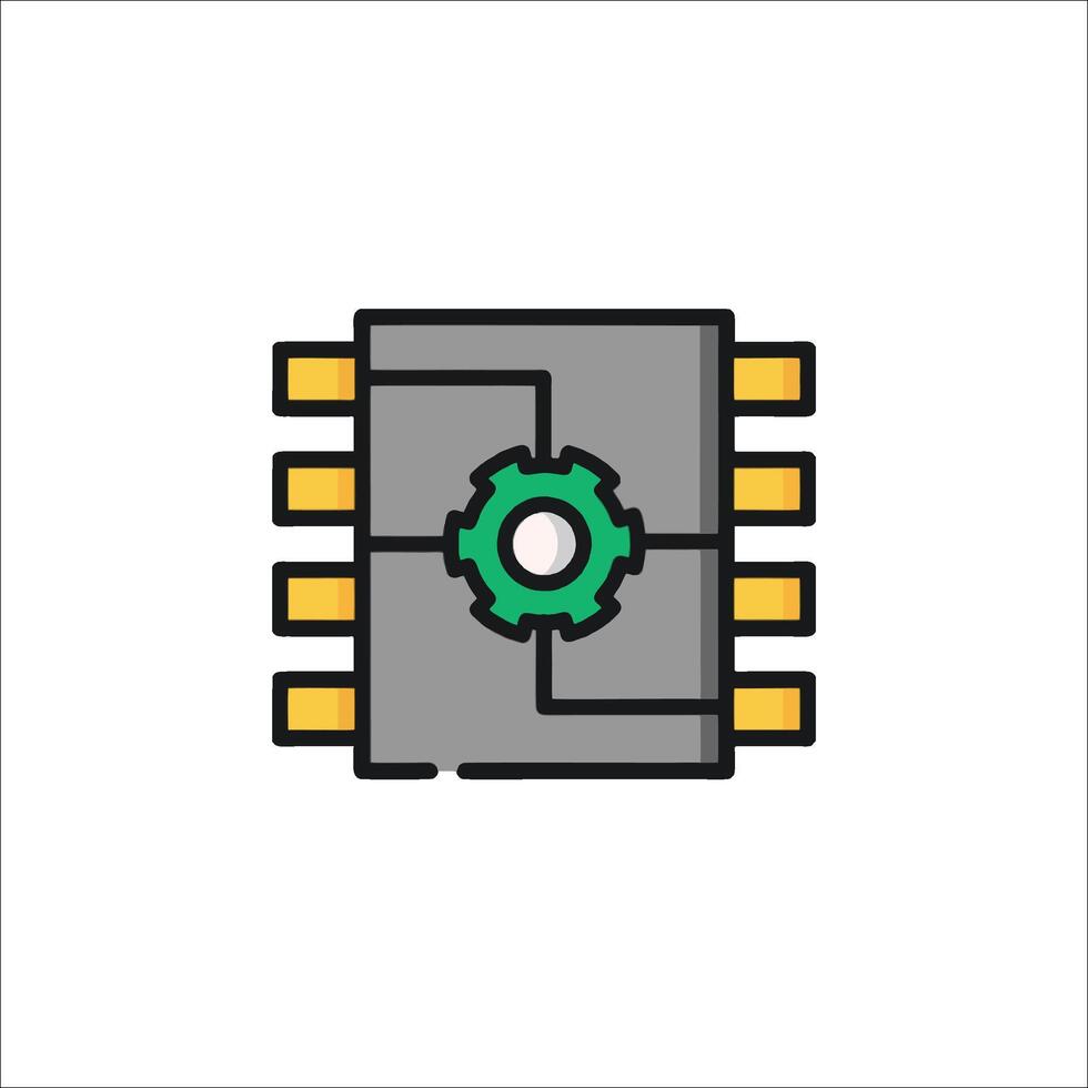 A computer chip icon on a white background vector